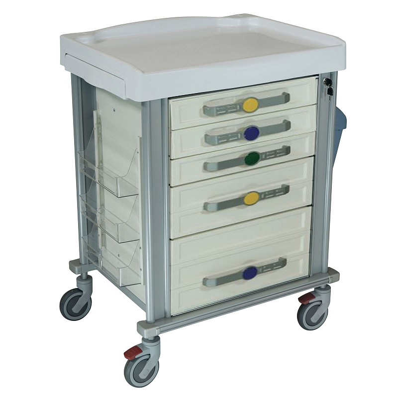 carrello medicazione eta mm 620x600x1010 h 5 cassetti in plastica