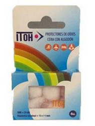 Tappi per orecchie di cotone con cera/cotone - 6 paia