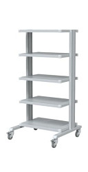 Carrello per supporto apparecchiature mediche Basic con 5 ripiani 43x60 cm