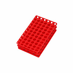 Portaprovette universale rosso diametro 12/13 mm e 16/17 mm a fori tondi 50 posti - 20 pz.