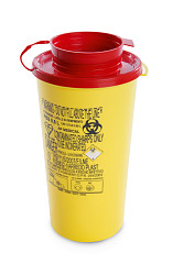 Contenitore PBS 0,8 lt per smaltimento aghi e rifiuti acuminati con coperchio - conf. 100 pz.