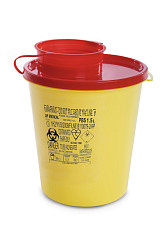Contenitore PBS 1,5 lt per smaltimento aghi e rifiuti acuminati con coperchio - conf. 100 pz.