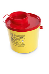 Contenitore PBS 5 lt per smaltimento aghi e rifiuti acuminati con coperchio - conf. 55 pz.