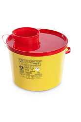Contenitore PBS 7 lt per smaltimento aghi e rifiuti acuminati con coperchio - conf. 40 pz.